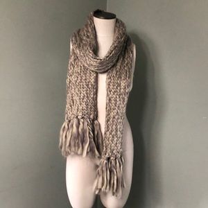 Universal Thread Scarf Chunky Hand Knit Beige Tan One Size Long